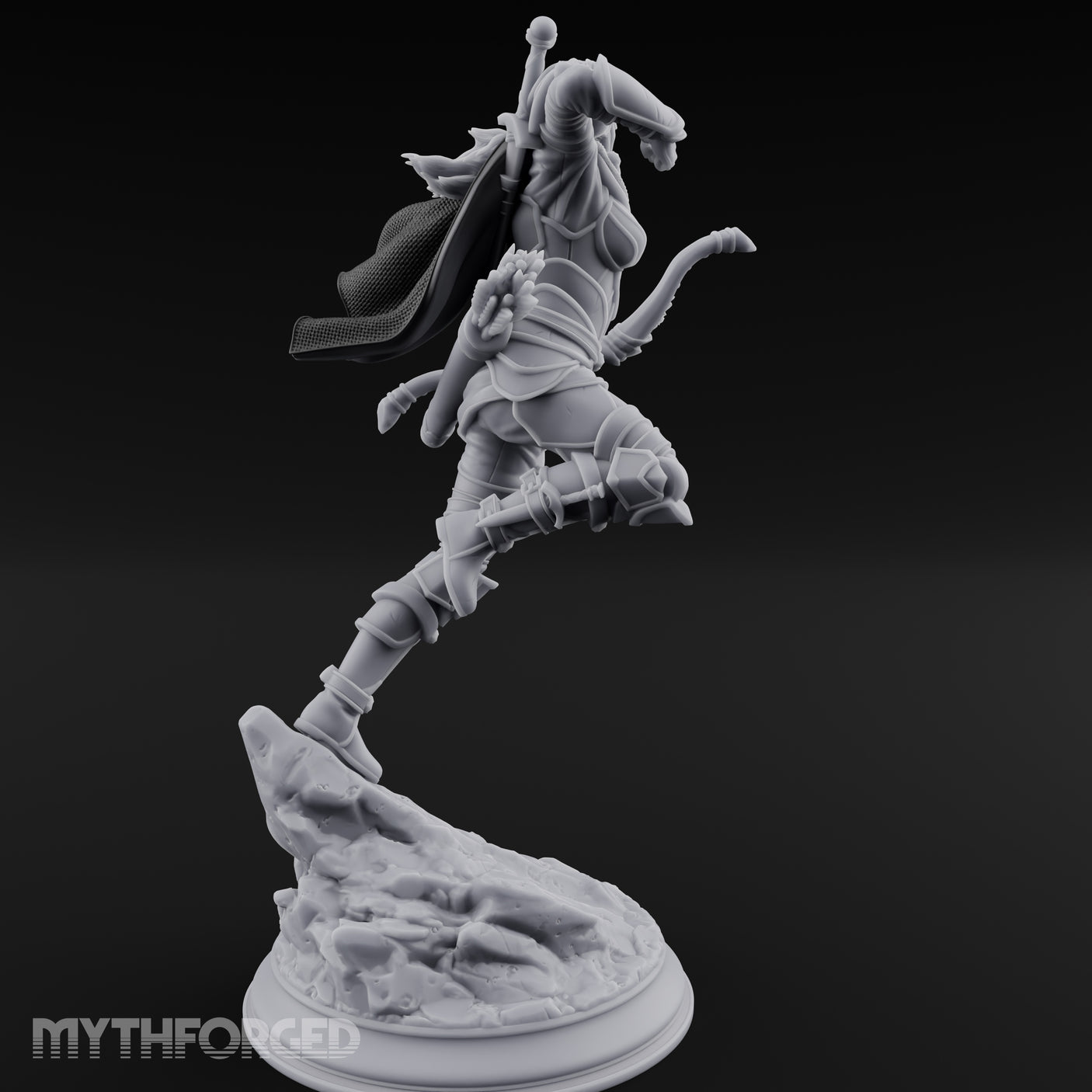 Leaping Into Action Elf Ranger Miniature for Dungeons and Dragons, Pathfinder or other TTRPGs