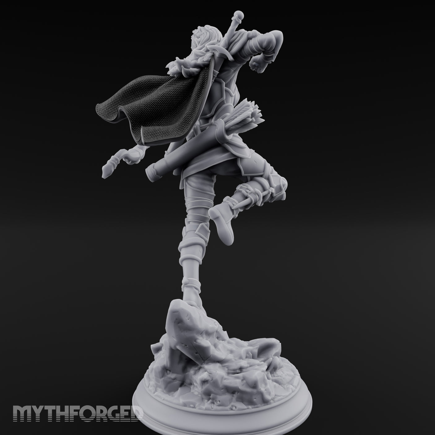 Leaping Into Action Elf Ranger Miniature for Dungeons and Dragons, Pathfinder or other TTRPGs