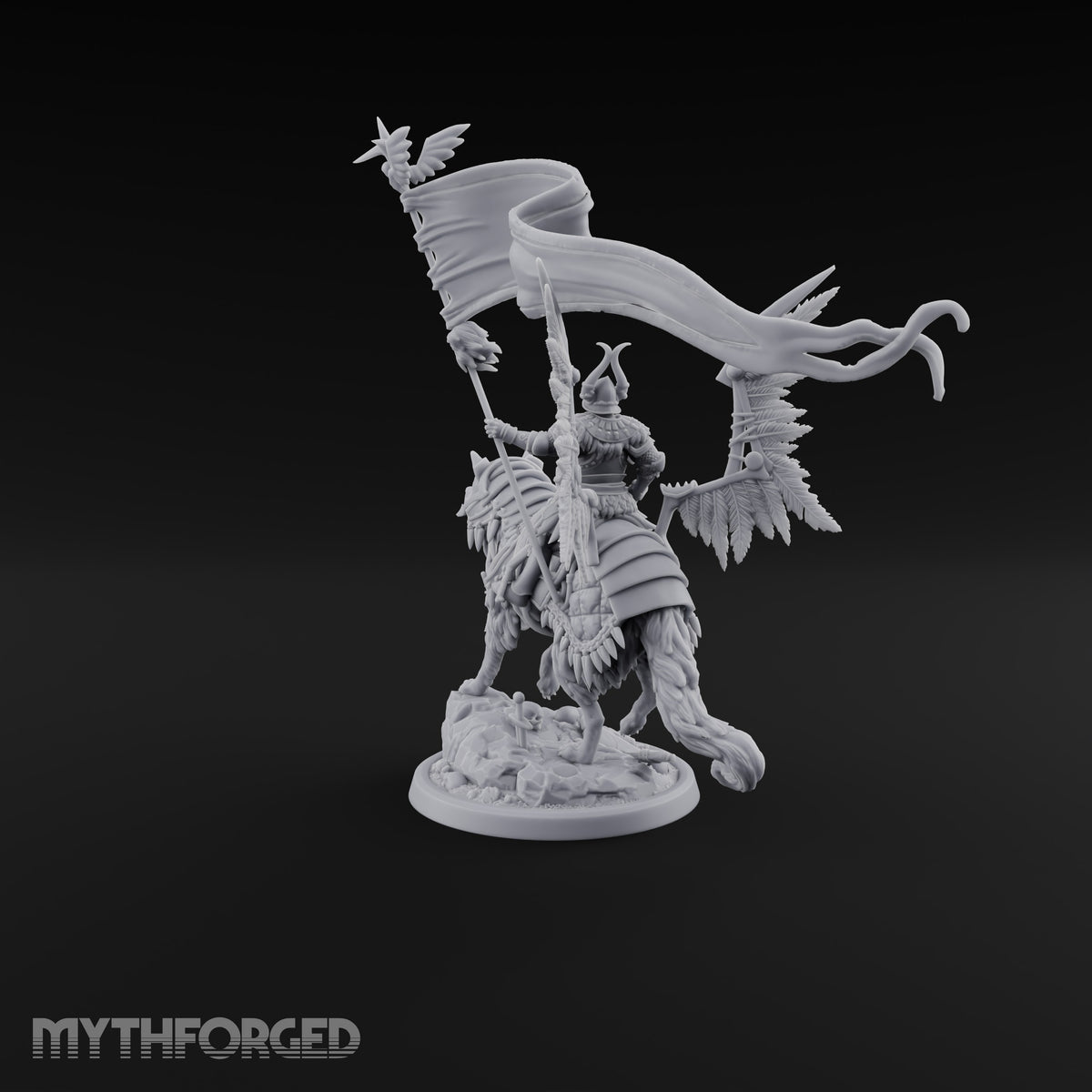 Steel, Feather and Fang Human Winged Hussar on Dire Wolf A