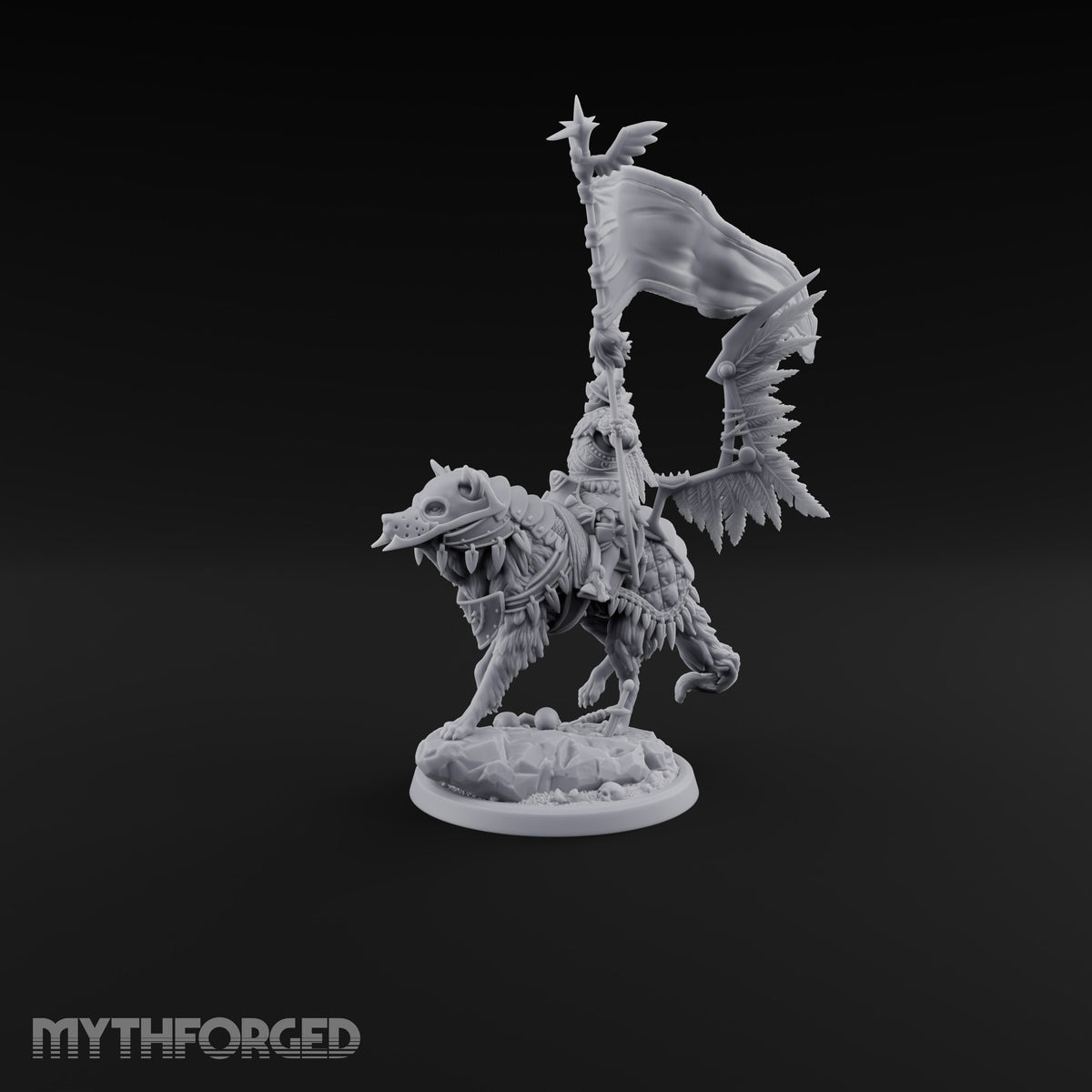 Steel, Feather and Fang Human Winged Hussar on Dire Wolf A