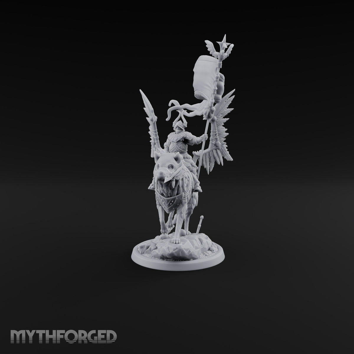 Steel, Feather and Fang Human Winged Hussar on Dire Wolf A