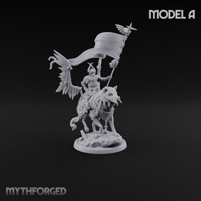 Steel, Feather and Fang Human Winged Hussar on Dire Wolf A