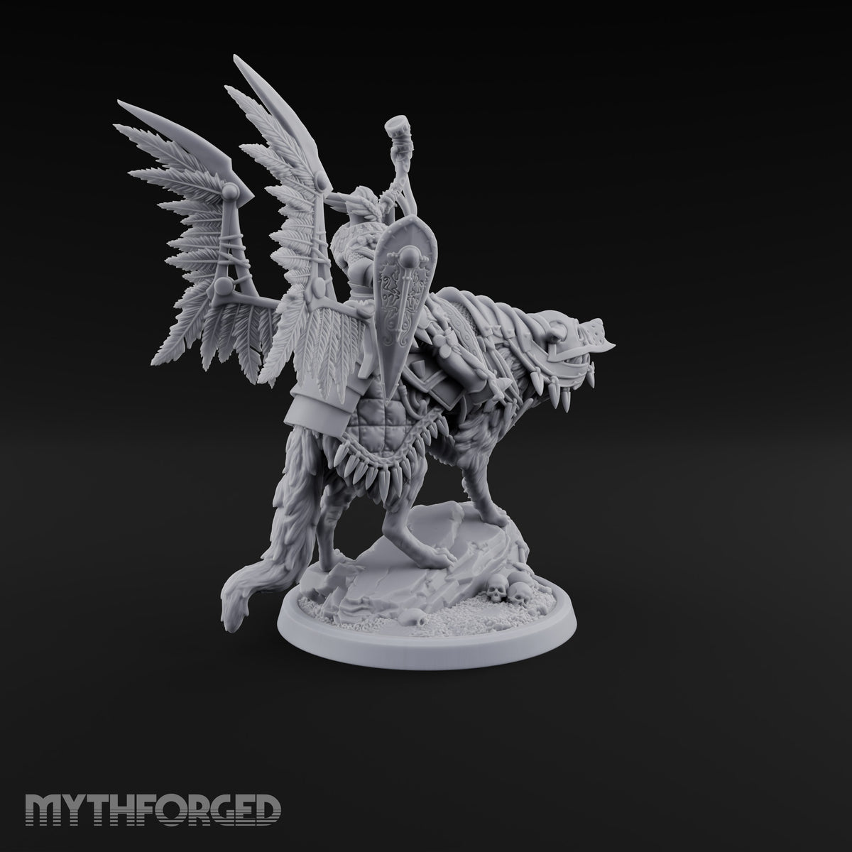 Steel, Feather and Fang Human Winged Hussar on Dire Wolf B