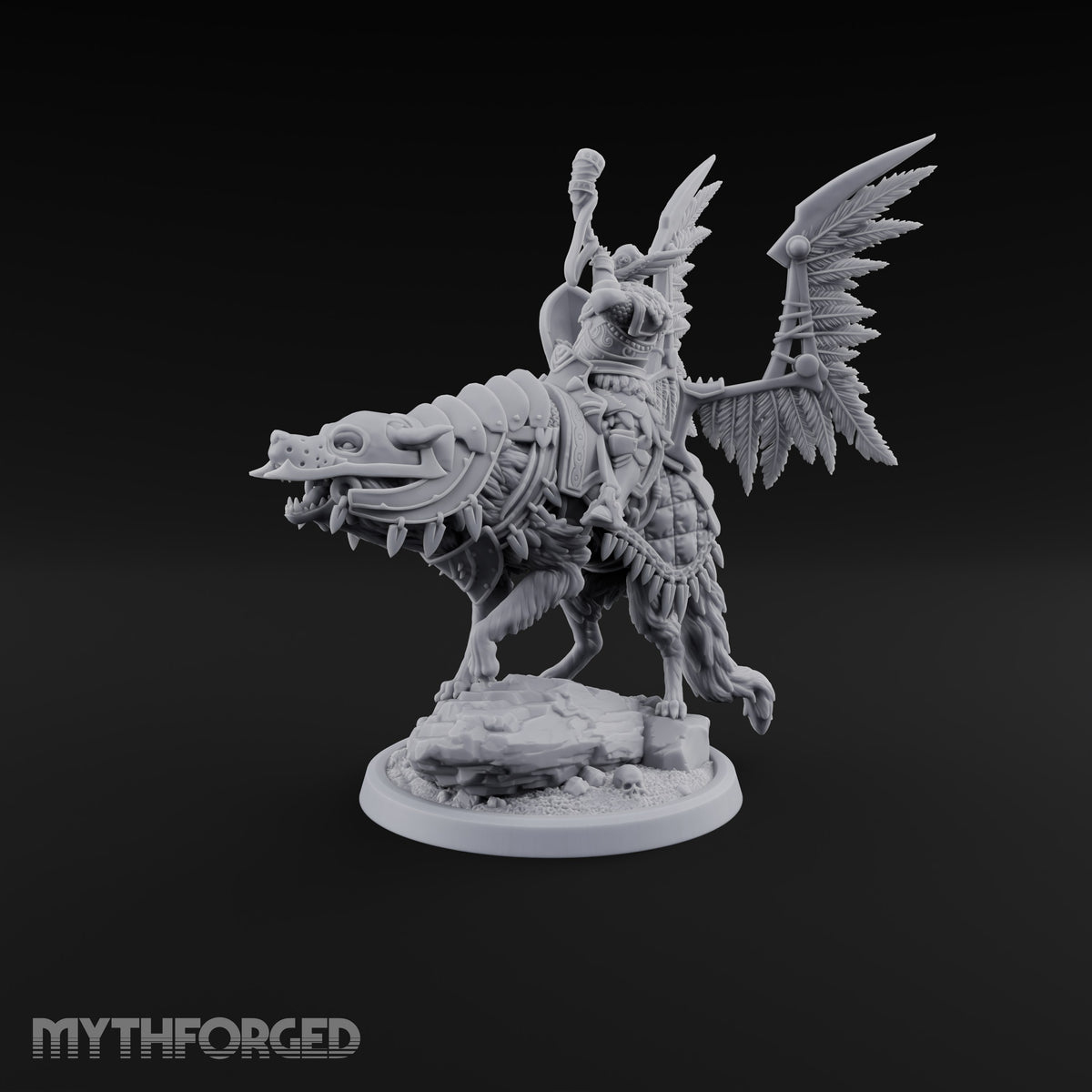 Steel, Feather and Fang Human Winged Hussar on Dire Wolf B