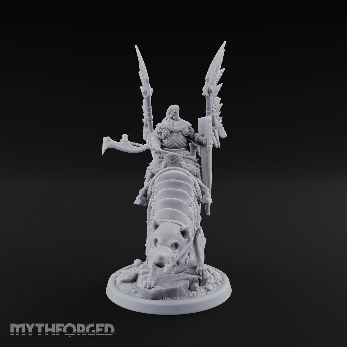 Steel, Feather and Fang Human Winged Hussar on Dire Wolf C