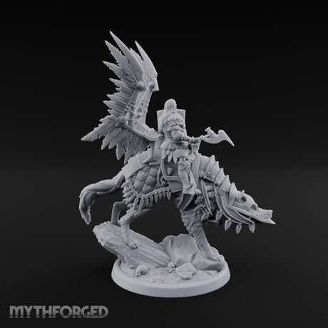 Steel, Feather and Fang Human Winged Hussar on Dire Wolf C