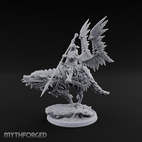 Steel, Feather and Fang Human Winged Hussar on Dire Wolf D