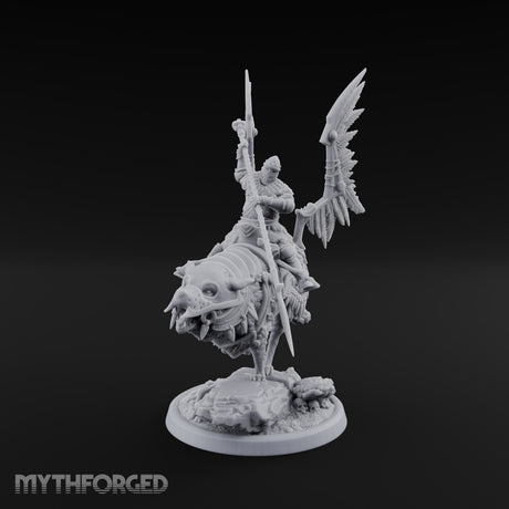 Steel, Feather and Fang Human Winged Hussar on Dire Wolf D