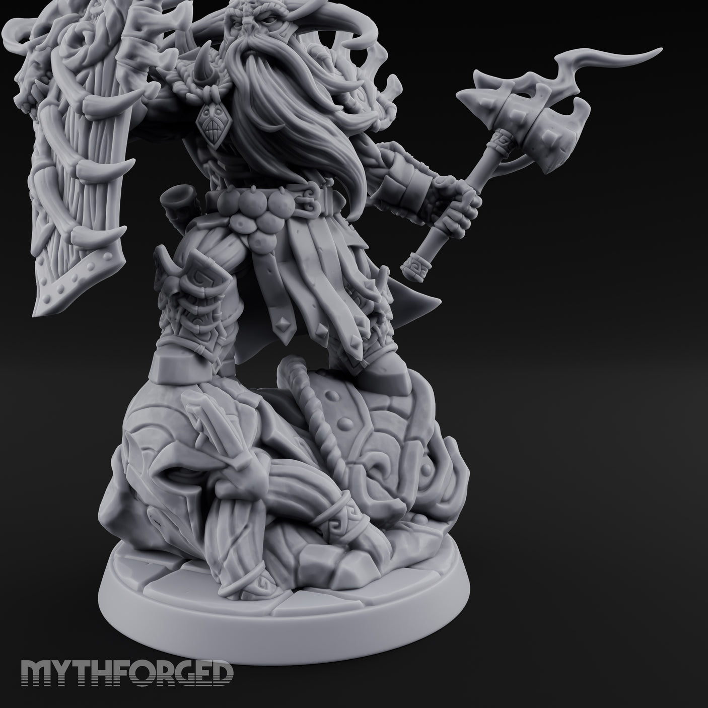 Axe Raising Ancestral Dwarf DraugrWarlord Miniature for Dungeons and Dragons, Pathfinder or other TTRPGs