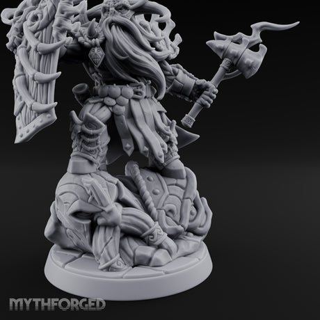Axe Raising Ancestral Dwarf DraugrWarlord Miniature for Dungeons and Dragons, Pathfinder or other TTRPGs