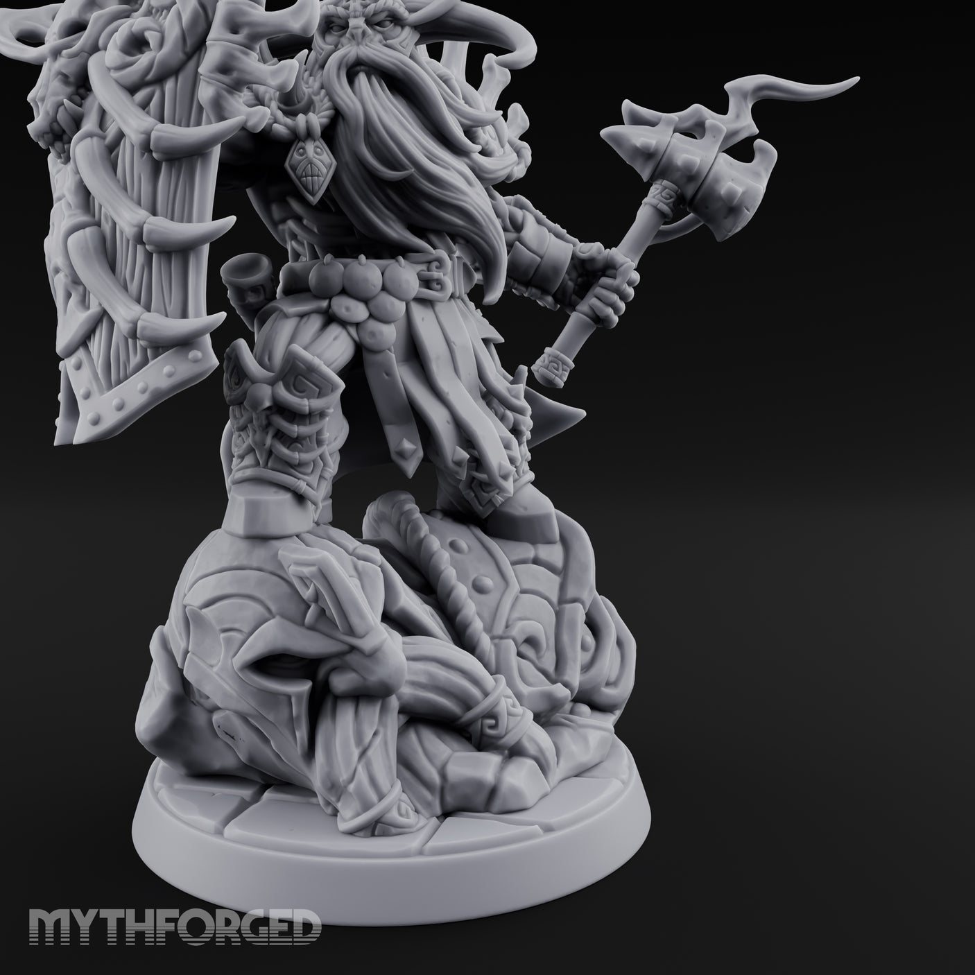 Axe Raising Ancestral Dwarf DraugrWarlord Miniature for Dungeons and Dragons, Pathfinder or other TTRPGs