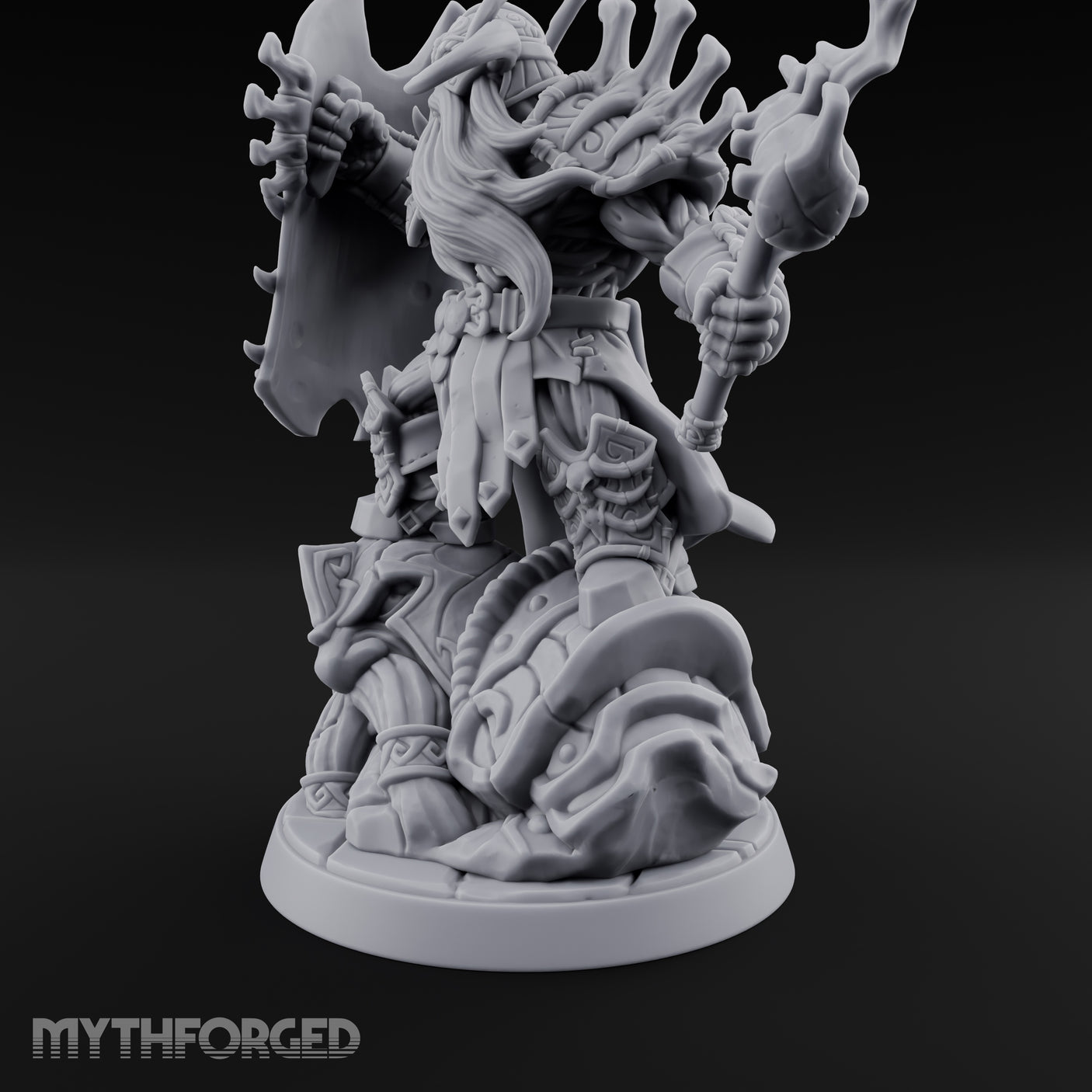 Axe Raising Ancestral Dwarf DraugrWarlord Miniature for Dungeons and Dragons, Pathfinder or other TTRPGs