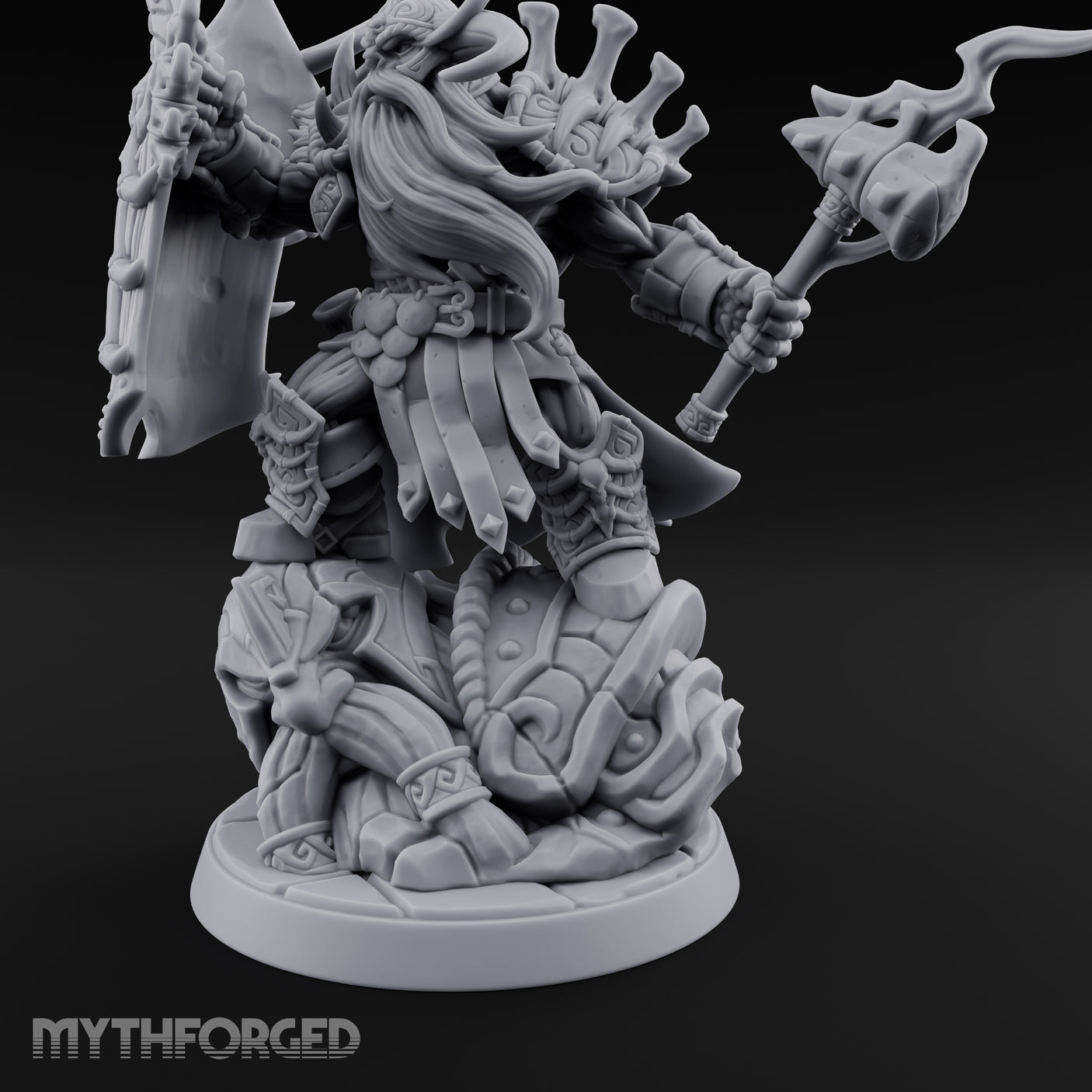Axe Raising Ancestral Dwarf DraugrWarlord Miniature for Dungeons and Dragons, Pathfinder or other TTRPGs