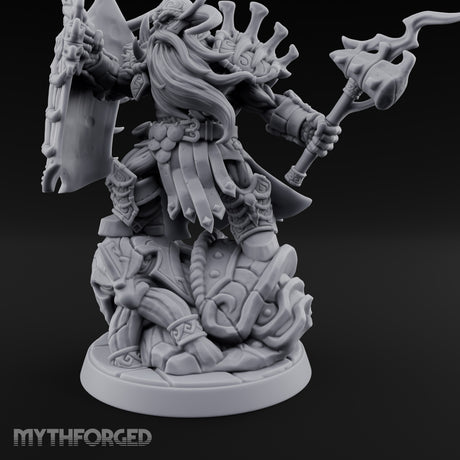 Axe Raising Ancestral Dwarf DraugrWarlord Miniature for Dungeons and Dragons, Pathfinder or other TTRPGs