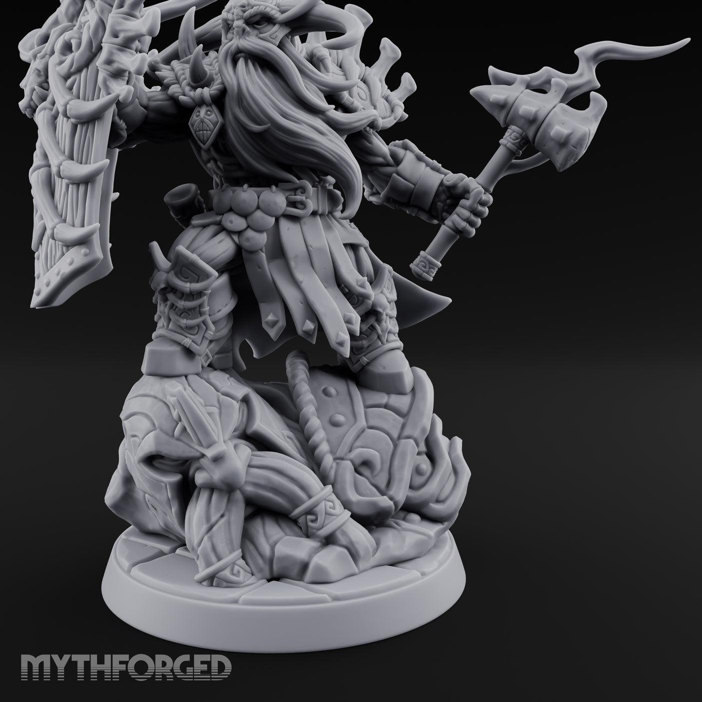Axe Raising Ancestral Dwarf DraugrWarlord Miniature for Dungeons and Dragons, Pathfinder or other TTRPGs
