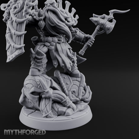Axe Raising Ancestral Dwarf DraugrWarlord Miniature for Dungeons and Dragons, Pathfinder or other TTRPGs