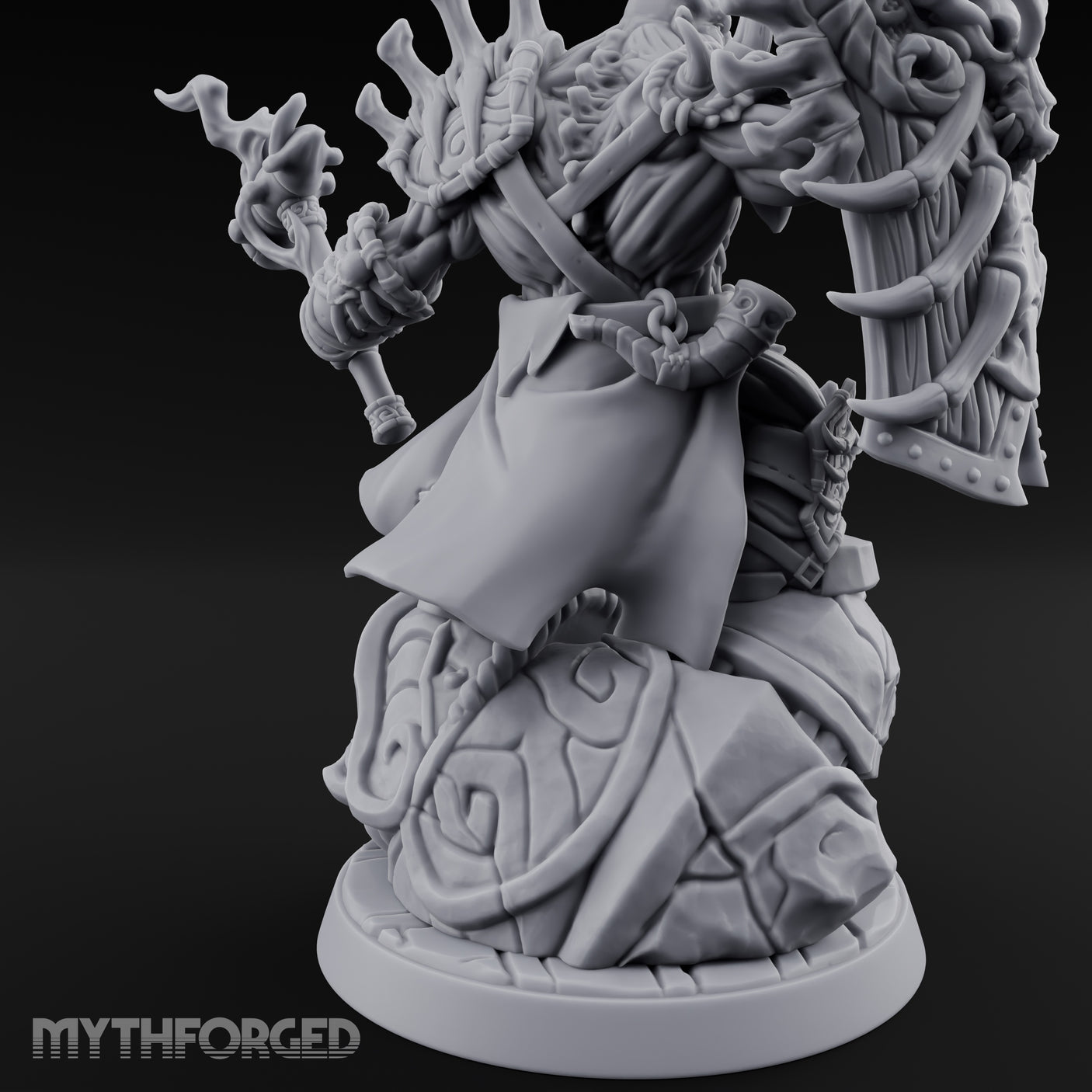 Axe Raising Ancestral Dwarf DraugrWarlord Miniature for Dungeons and Dragons, Pathfinder or other TTRPGs