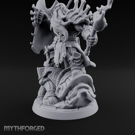Axe Raising Ancestral Dwarf DraugrWarlord Miniature for Dungeons and Dragons, Pathfinder or other TTRPGs