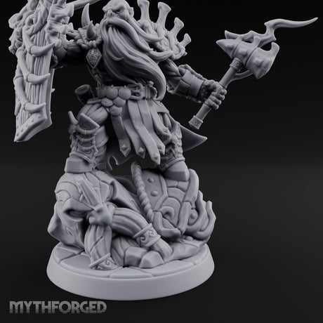 Axe Raising Ancestral Dwarf DraugrWarlord Miniature for Dungeons and Dragons, Pathfinder or other TTRPGs