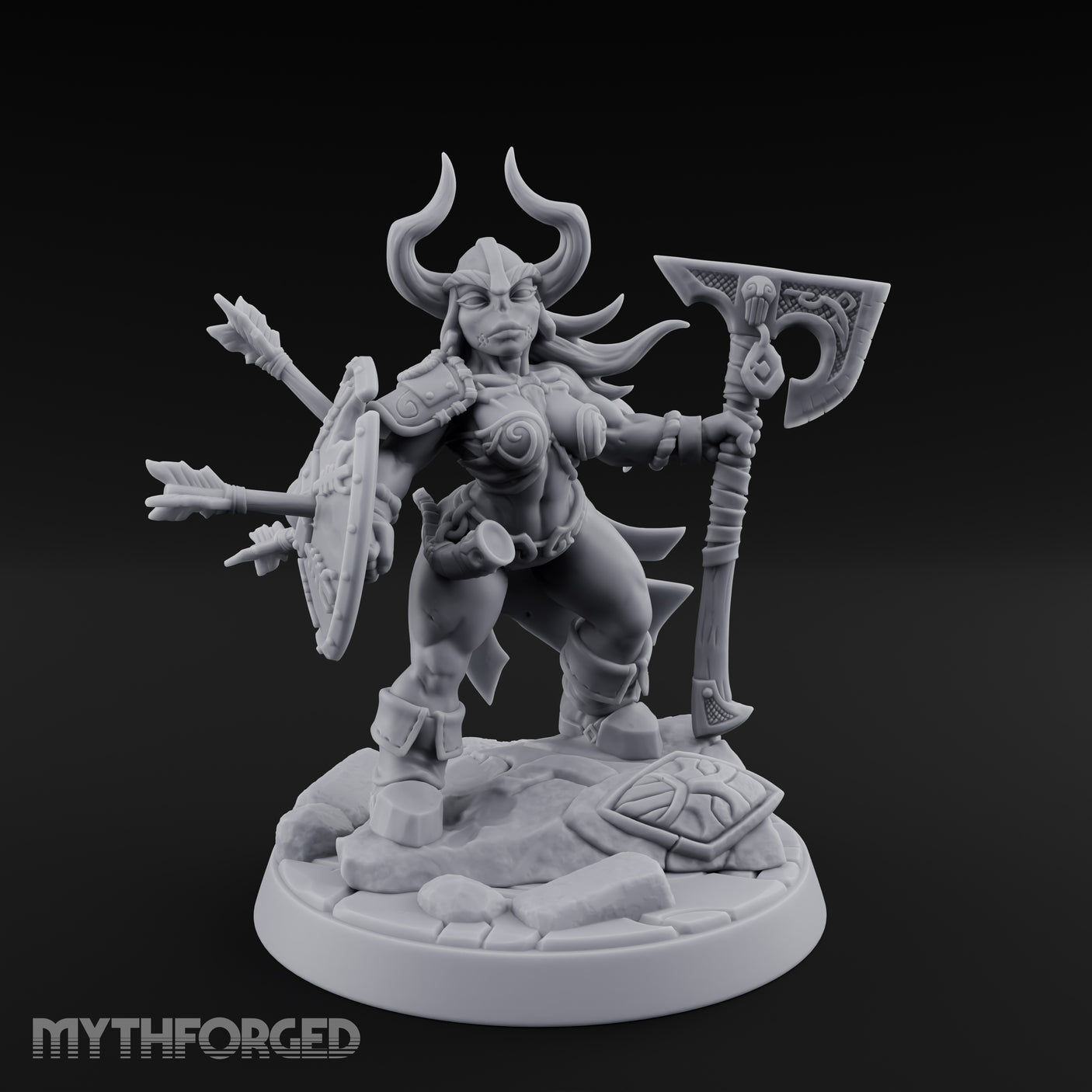 Arrow Peppered Dwarf Draugr Pinup Miniature for Dungeons and Dragons, Pathfinder or other TTRPGs