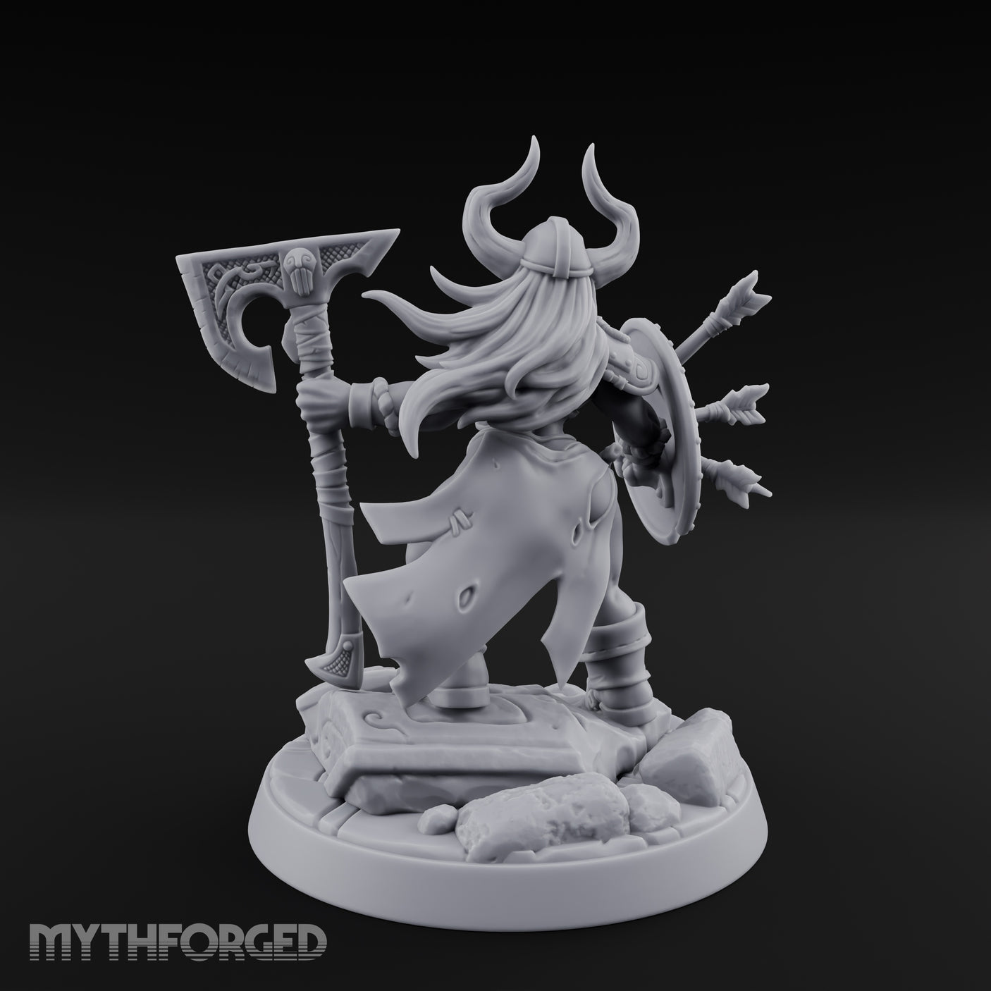 Arrow Peppered Dwarf Draugr Pinup Miniature for Dungeons and Dragons, Pathfinder or other TTRPGs