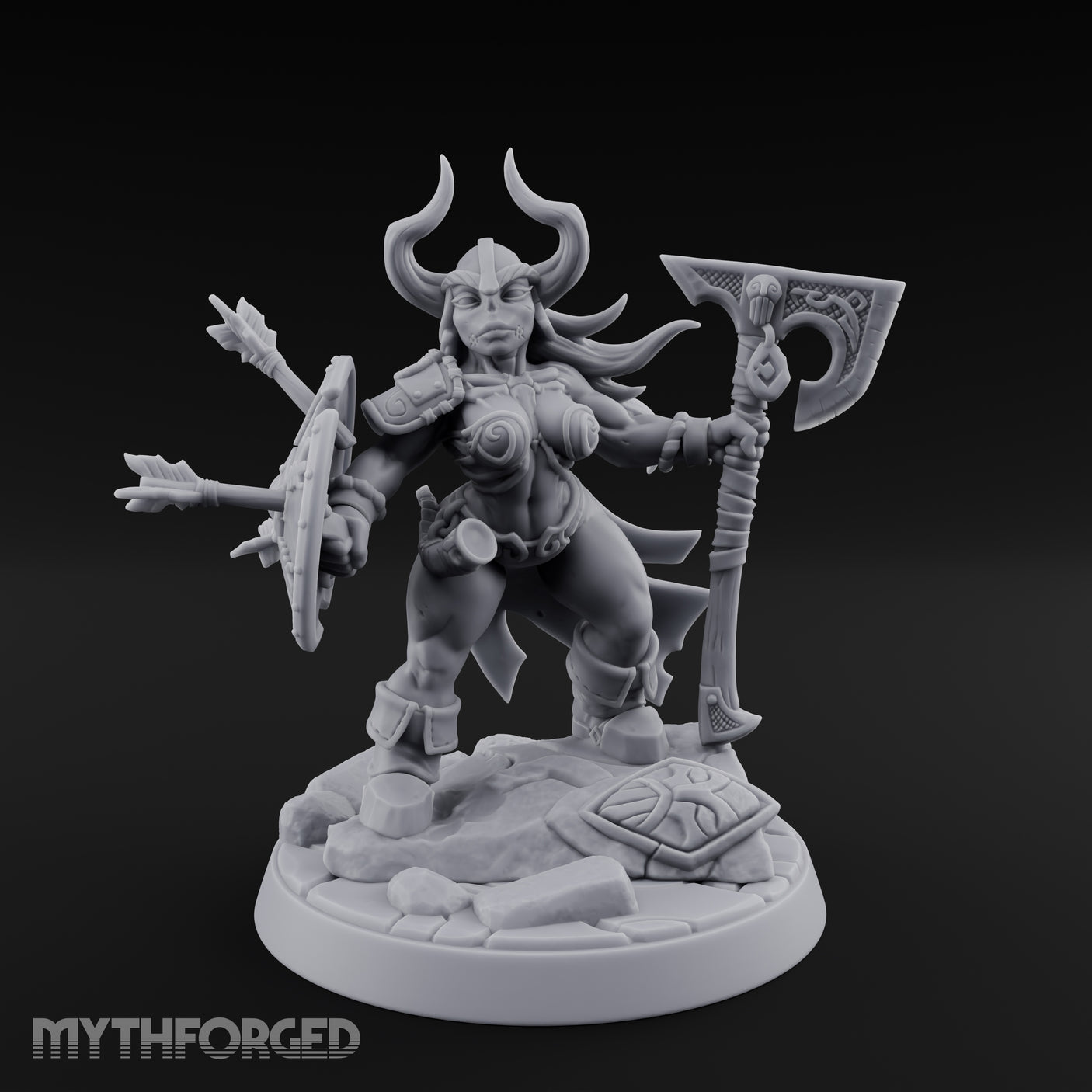 Arrow Peppered Dwarf Draugr Pinup Miniature for Dungeons and Dragons, Pathfinder or other TTRPGs
