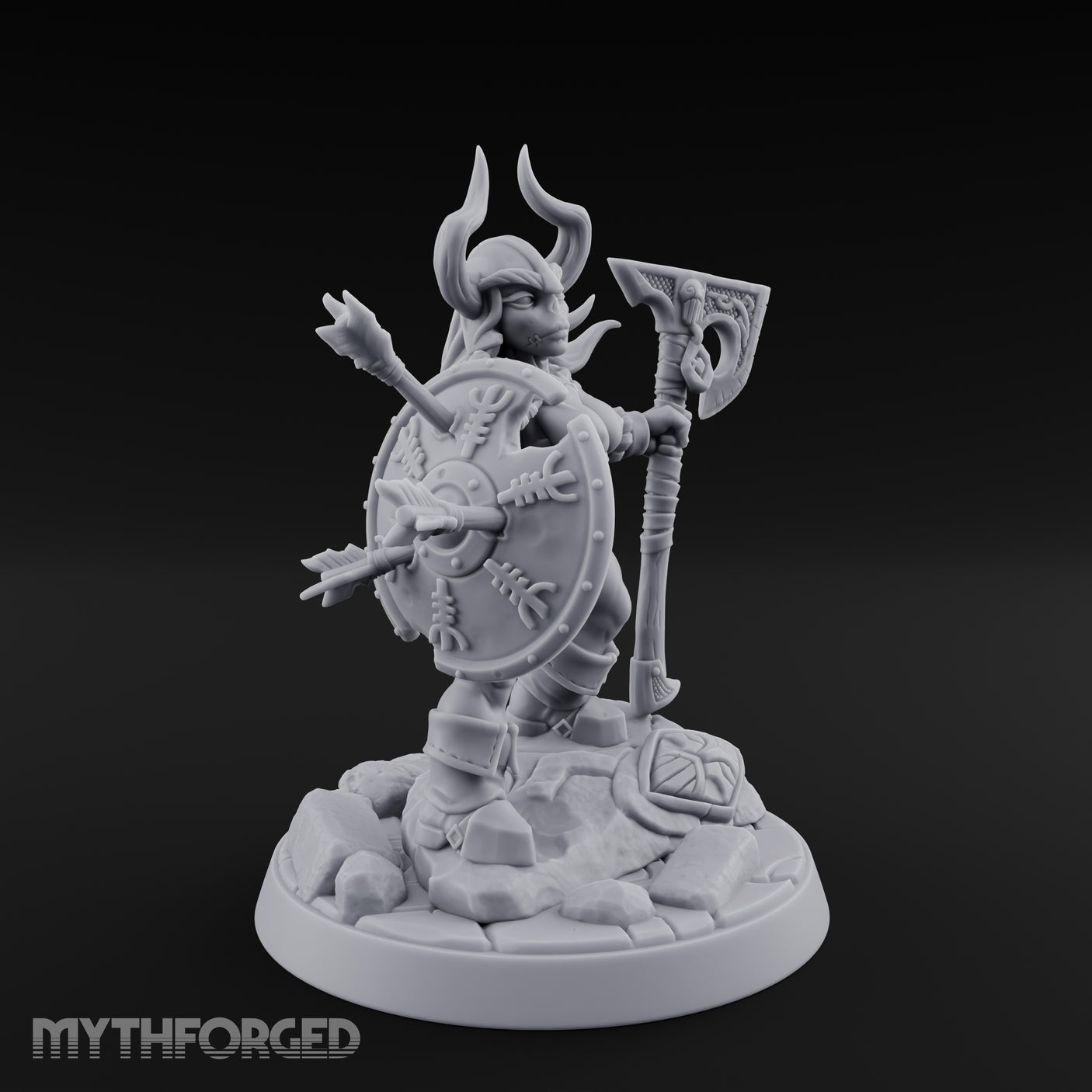 Arrow Peppered Dwarf Draugr Pinup Miniature for Dungeons and Dragons, Pathfinder or other TTRPGs