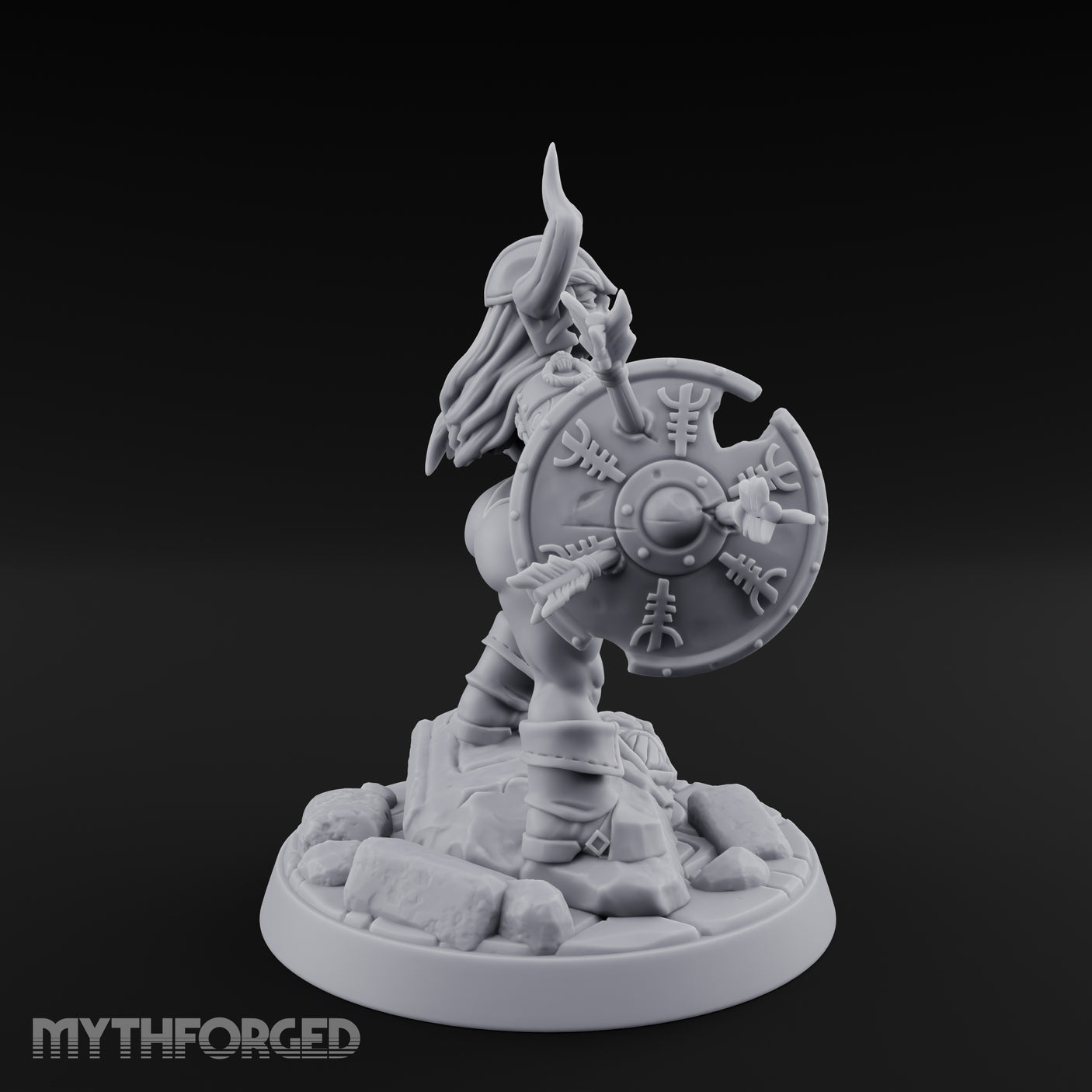 Arrow Peppered Dwarf Draugr Pinup Miniature for Dungeons and Dragons, Pathfinder or other TTRPGs