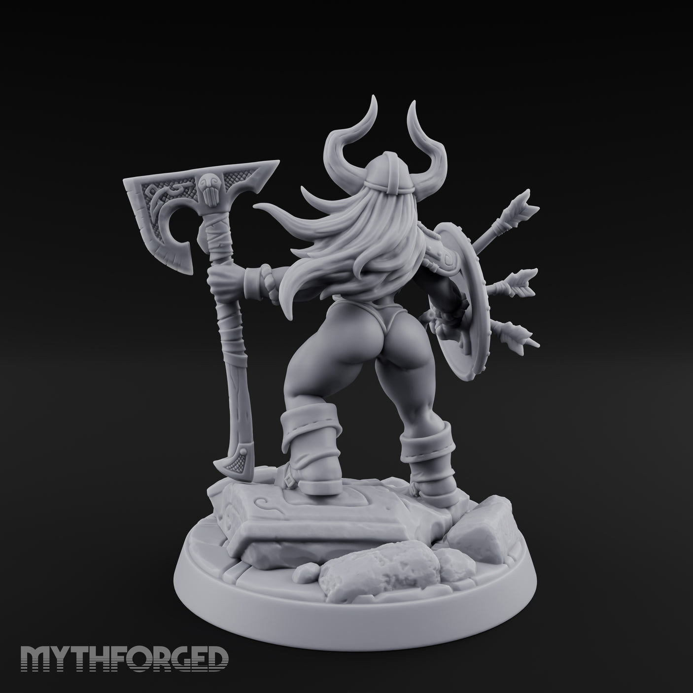 Arrow Peppered Dwarf Draugr Pinup Miniature for Dungeons and Dragons, Pathfinder or other TTRPGs