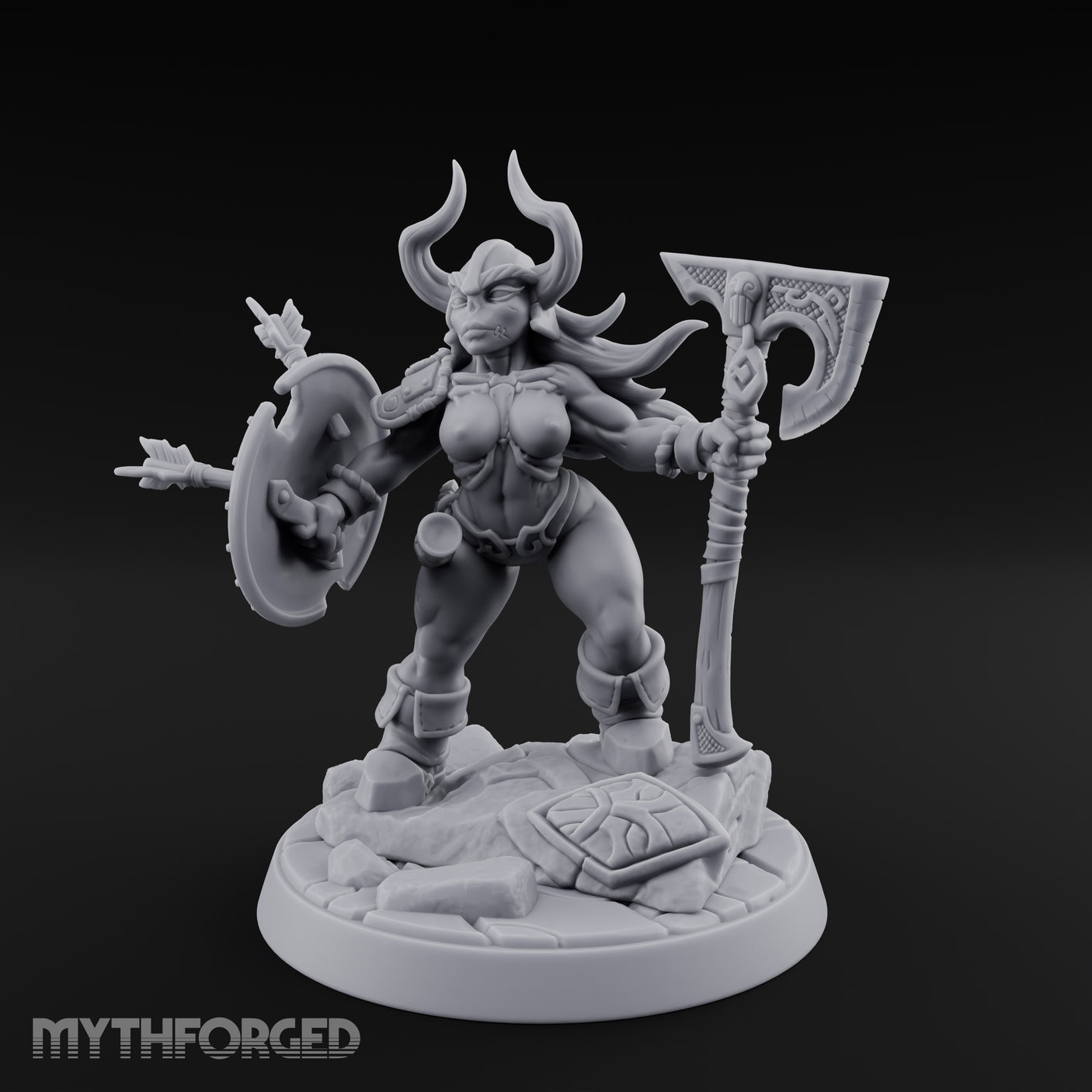 Arrow Peppered Dwarf Draugr Pinup Miniature for Dungeons and Dragons, Pathfinder or other TTRPGs