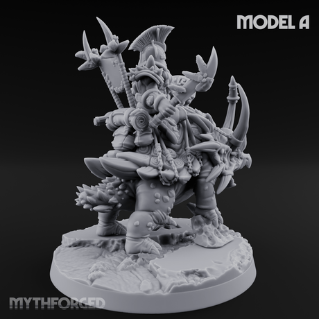 Tusks Raised Bellowing Triceratop Riding Dwarves A Miniature for Dungeons and Dragons, Pathfinder or other TTRPGs