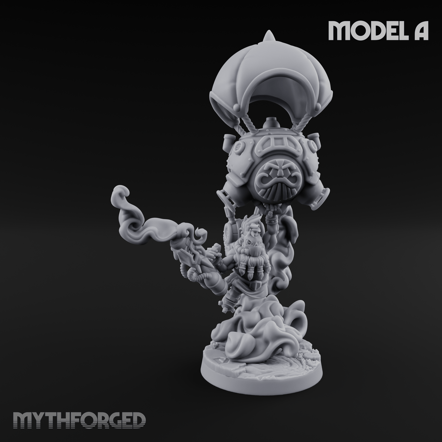 Floating Above Dwarf Bombardiers Miniature for Dungeons and Dragons, Pathfinder or other TTRPGs