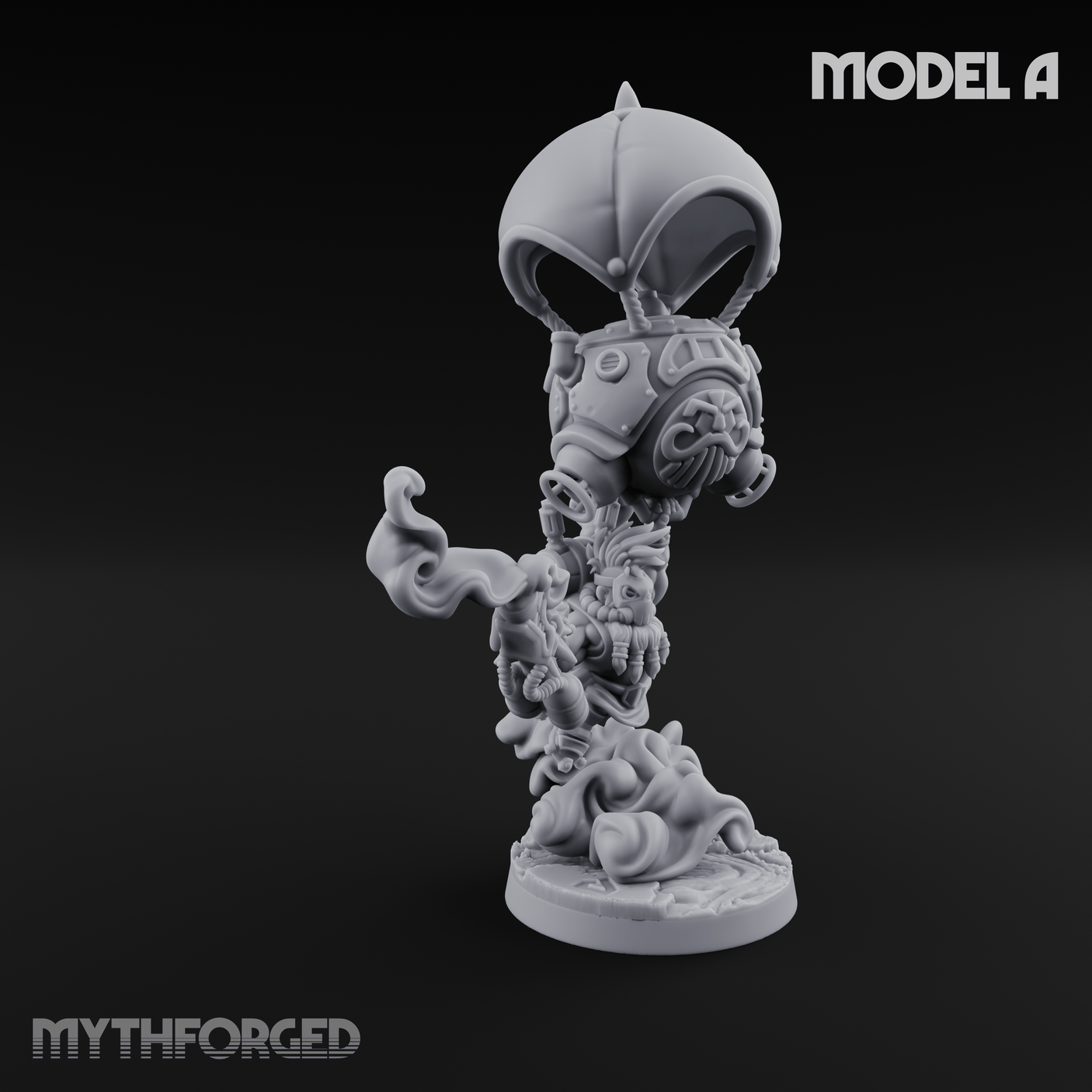 Floating Above Dwarf Bombardiers Miniature for Dungeons and Dragons, Pathfinder or other TTRPGs