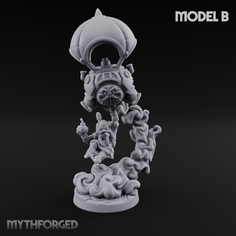 Floating Above Dwarf Bombardiers Miniature for Dungeons and Dragons, Pathfinder or other TTRPGs