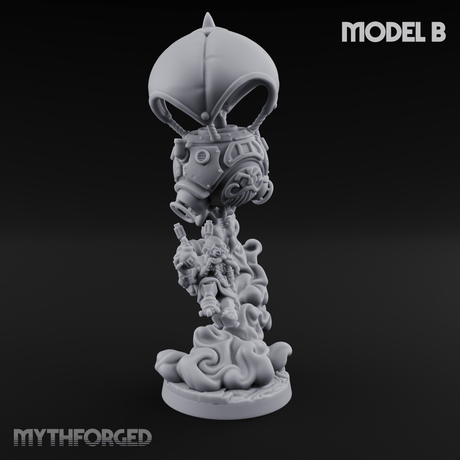 Floating Above Dwarf Bombardiers Miniature for Dungeons and Dragons, Pathfinder or other TTRPGs