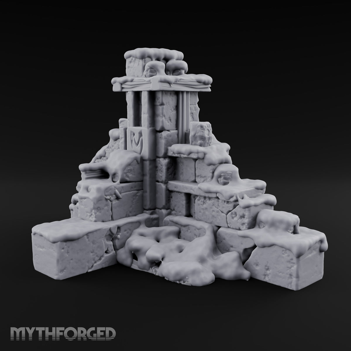 Snow Capped Ruined Stone Wall A — Snow