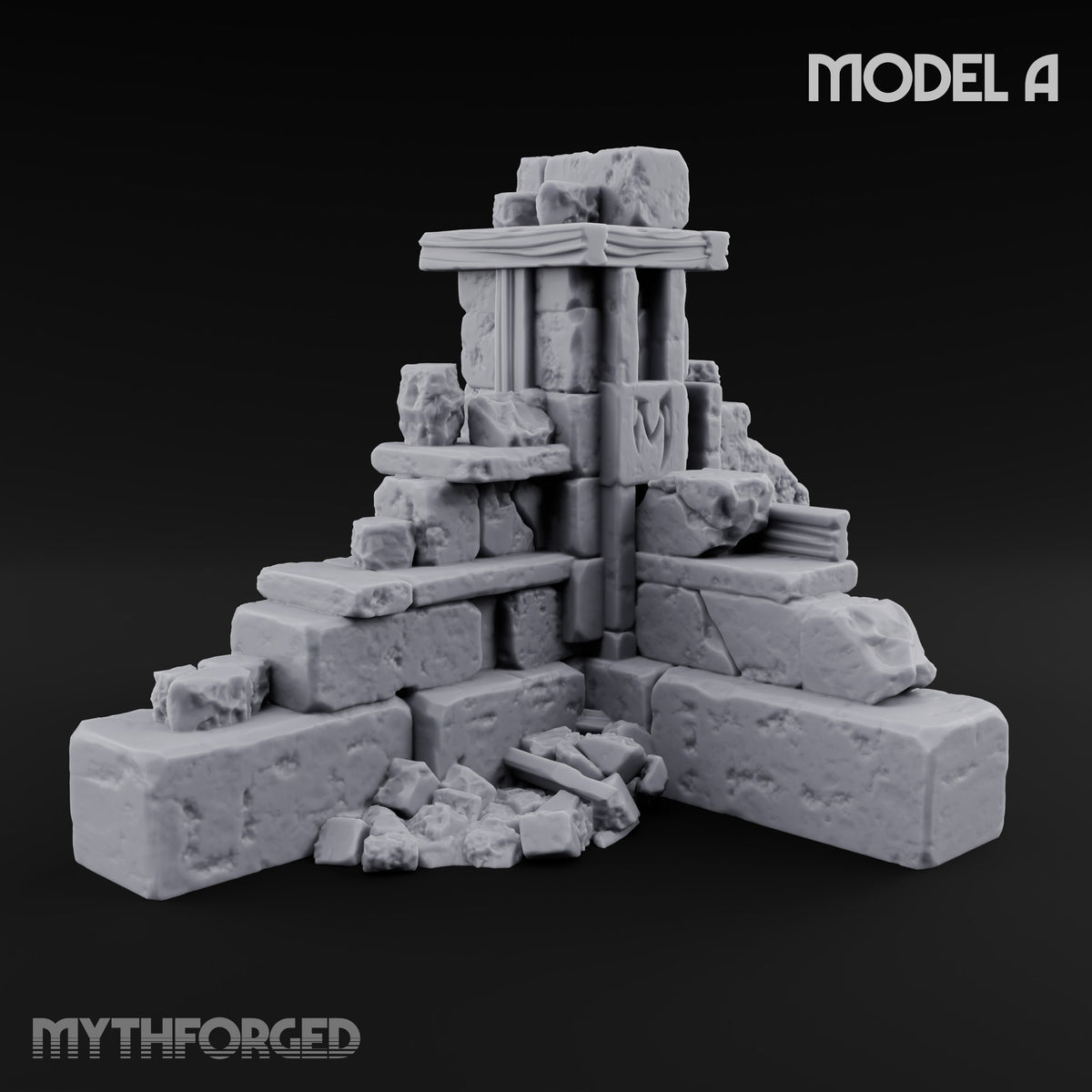 Snow Capped Ruined Stone Wall Set — A · Standard