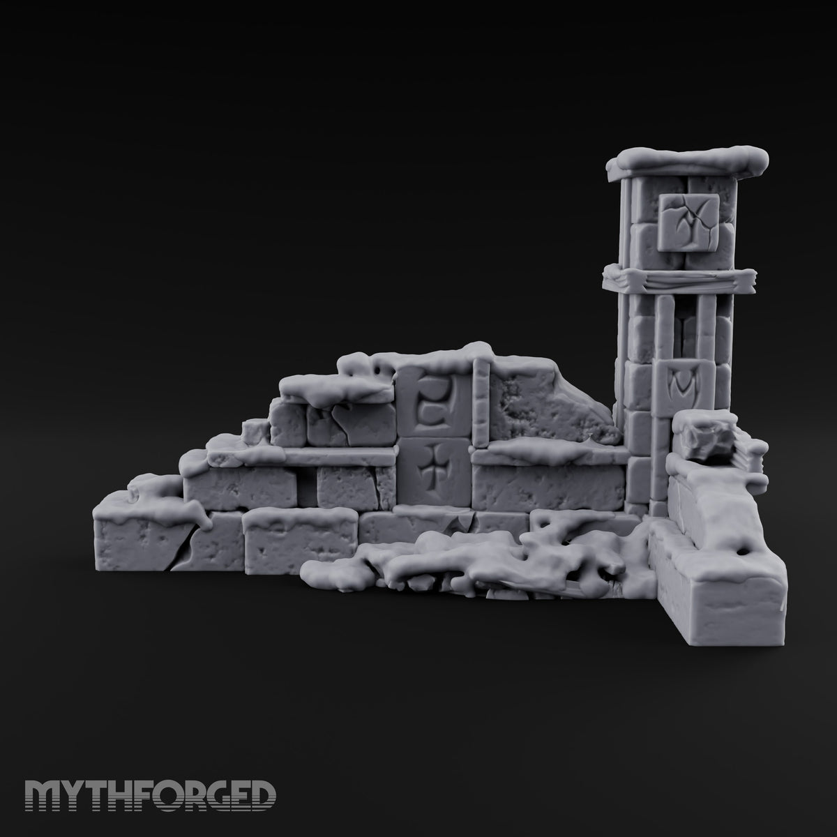 Snow Capped Ruined Stone Wall C — Snow