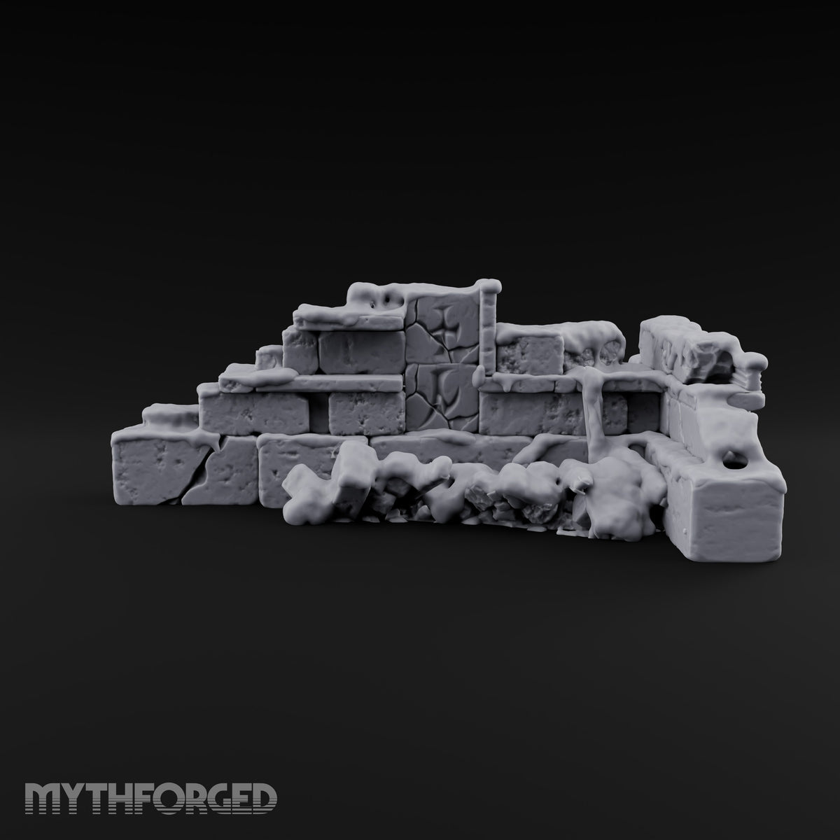 Snow Capped Ruined Stone Wall D — Snow