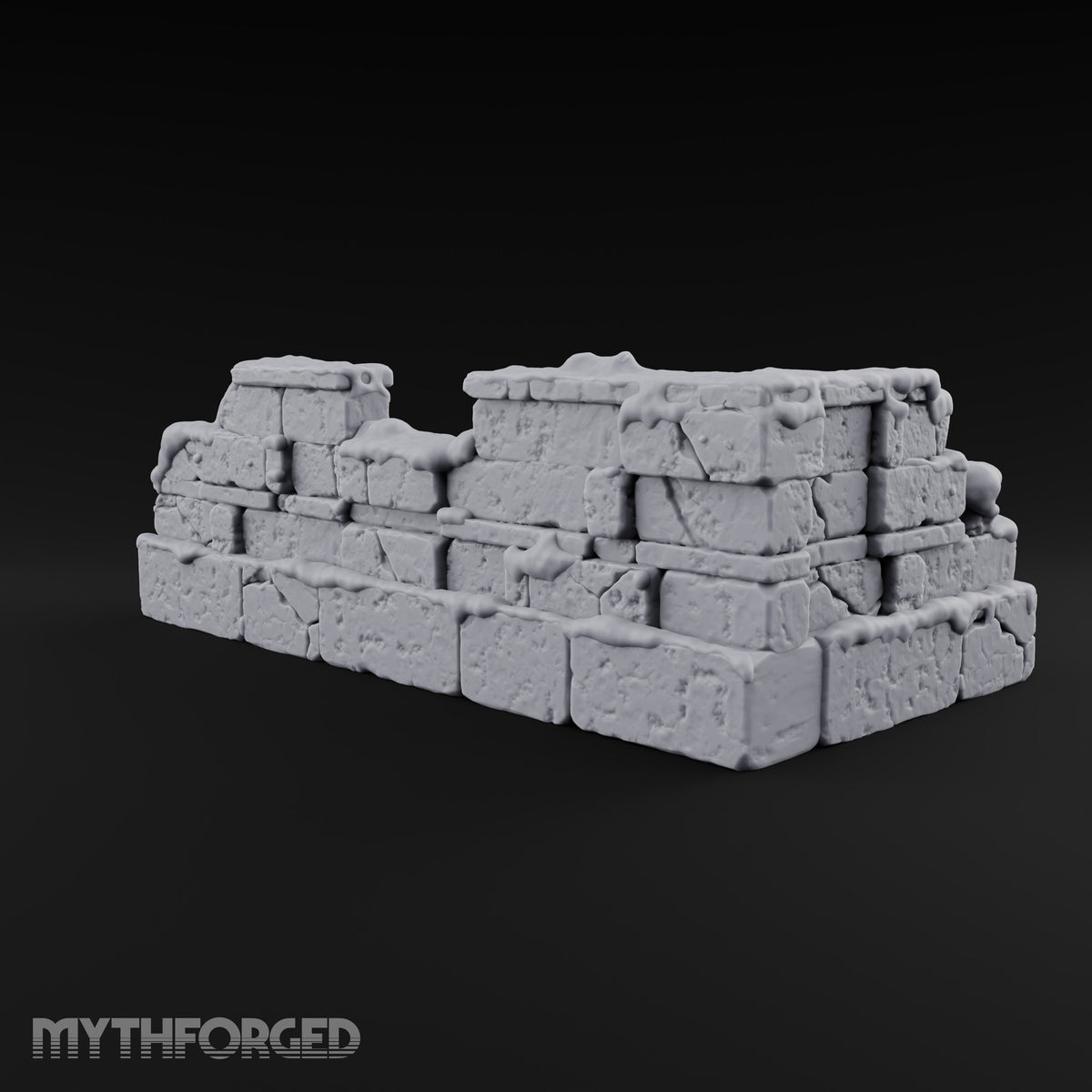 Snow Capped Ruined Stone Wall E — Snow