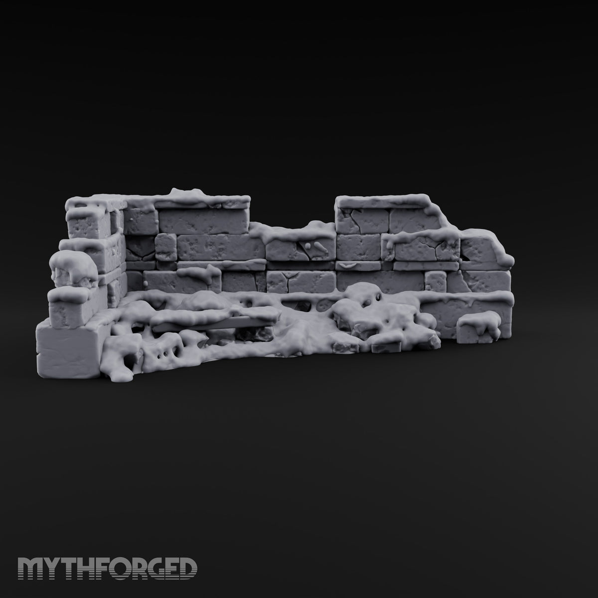 Snow Capped Ruined Stone Wall E — Snow