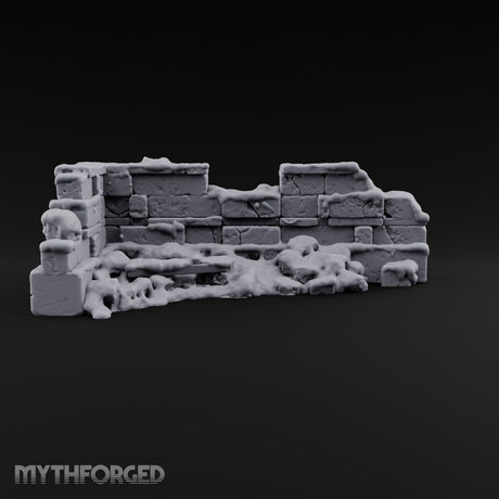 Snow Capped Ruined Stone Wall E — Snow