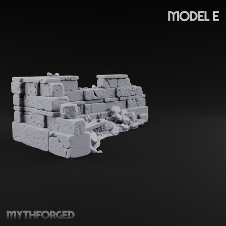 Snow Capped Ruined Stone Wall Set — E · Standard