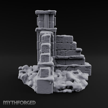 Snow Capped Ruined Stone Wall F — Snow