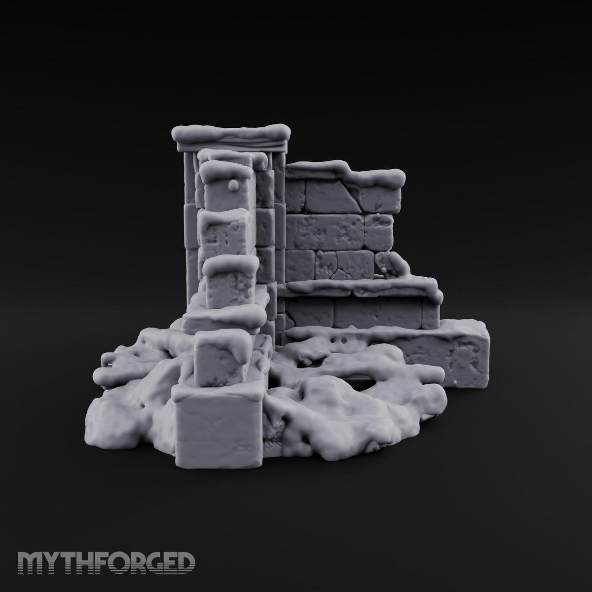 Snow Capped Ruined Stone Wall G — Snow