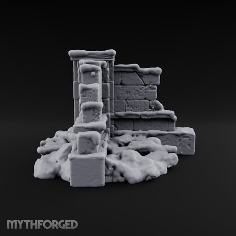 Snow Capped Ruined Stone Wall G — Snow