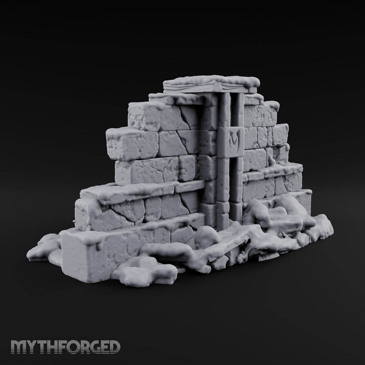 Snow Capped Ruined Stone Wall G — Snow