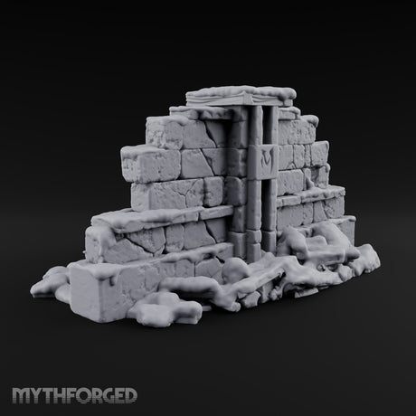 Snow Capped Ruined Stone Wall G — Snow