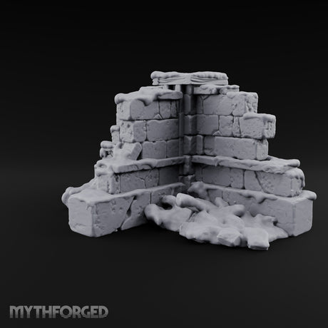 Snow Capped Ruined Stone Wall G — Snow