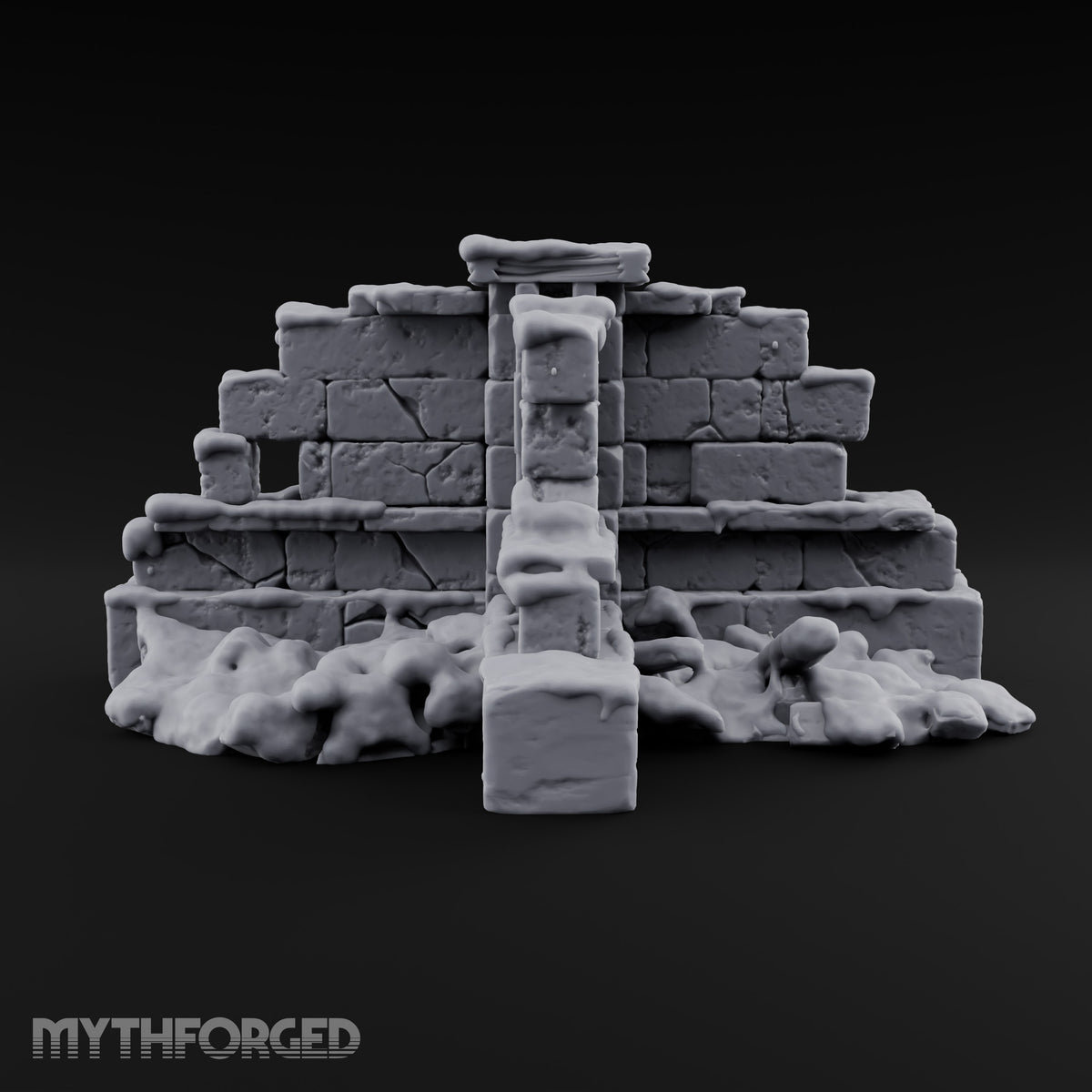 Snow Capped Ruined Stone Wall G — Snow